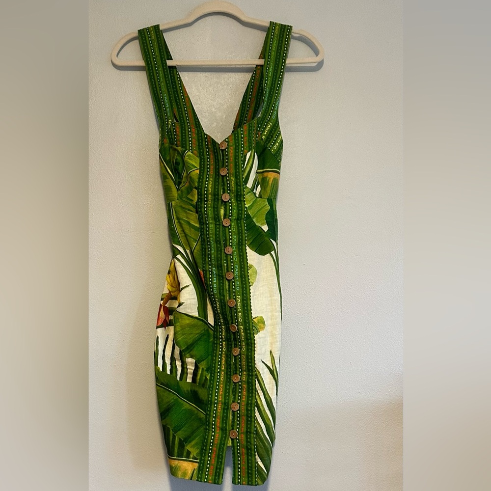FARM Rio Fresh Forest Scarf Button Down Mini Dres Size M - Picture 4 of 10